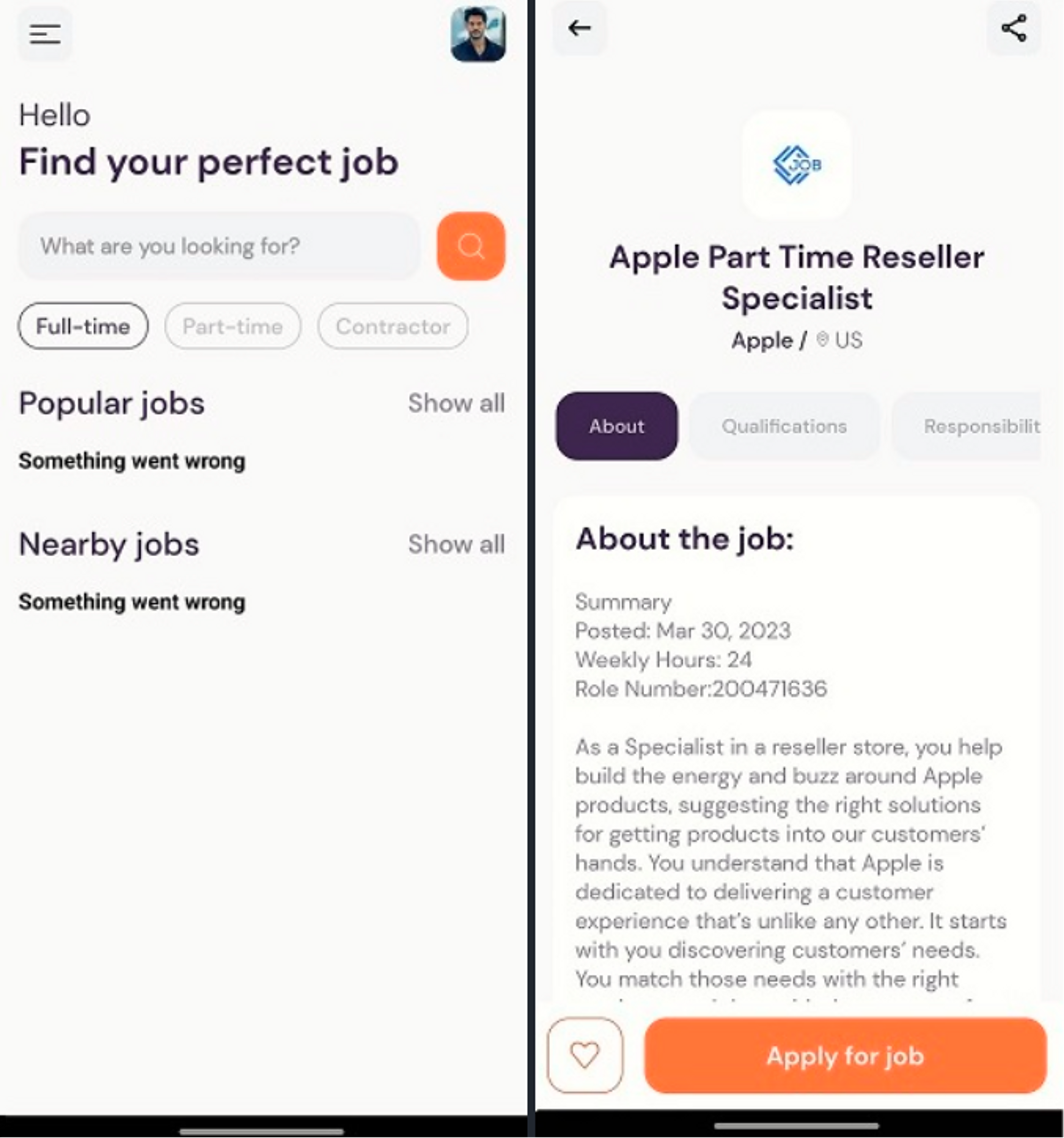 Jobs Tracking App for mobile