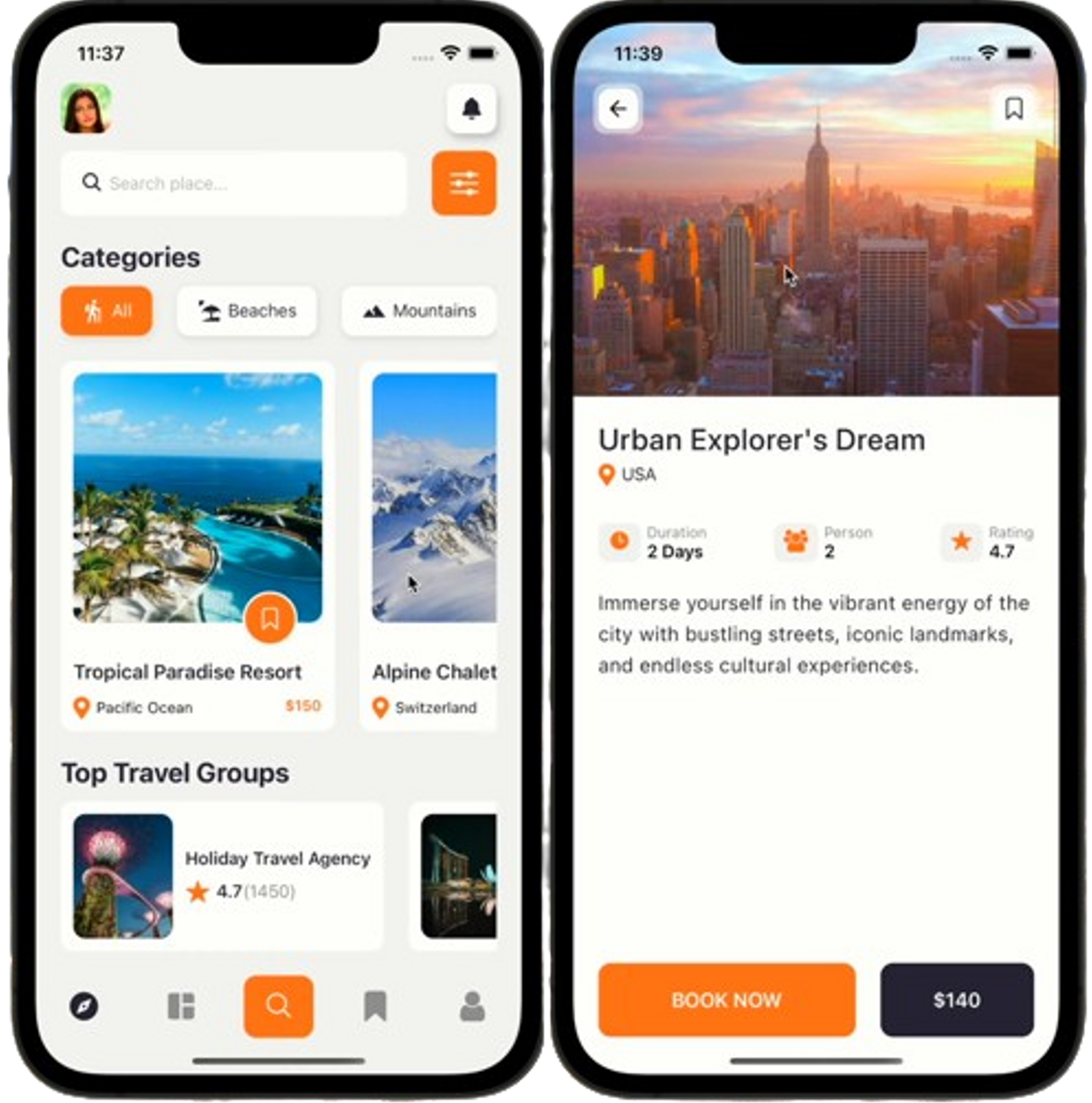 Travel App UI/UX for mobile